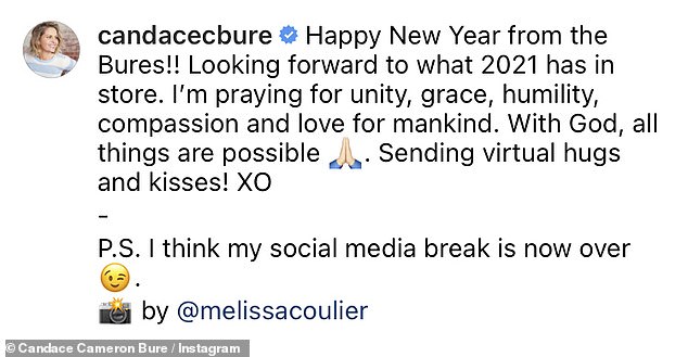 Happy New Year: Puri, 44, took to social media on Saturday and shared a family photo to celebrate the new year and offer some encouraging words of hope for 2021