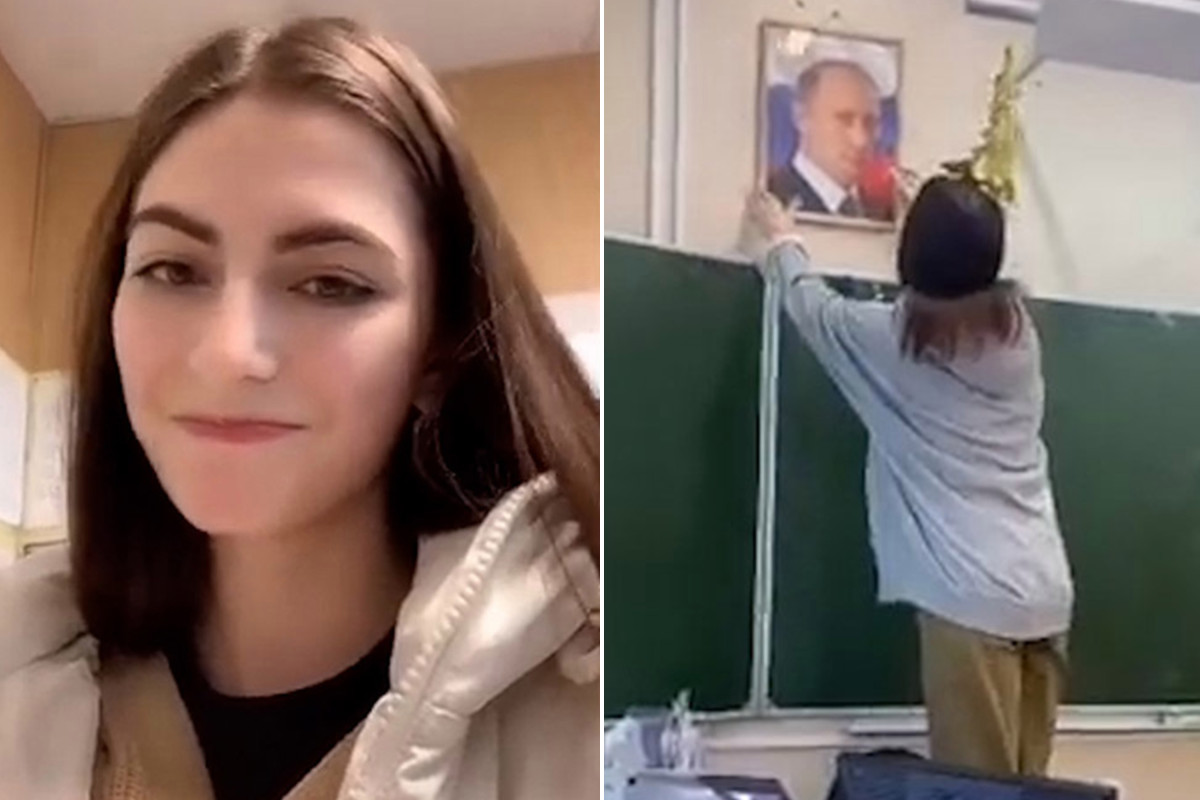 A video of a girl removing Putin's picture has gone viral before the protests