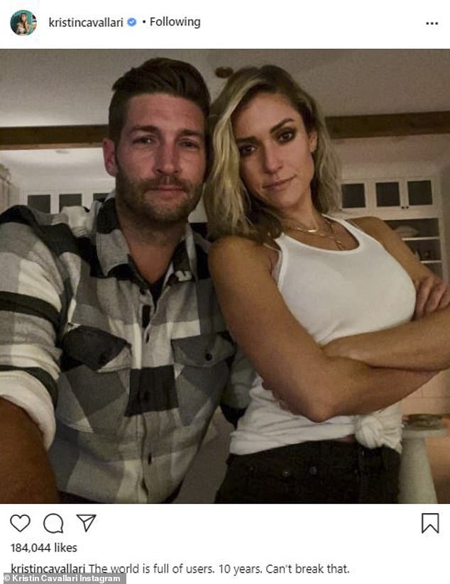 Same caption, too: Kristin Cavallari and estranged husband Jay Cutler posted the same Instagram selfie together on Friday